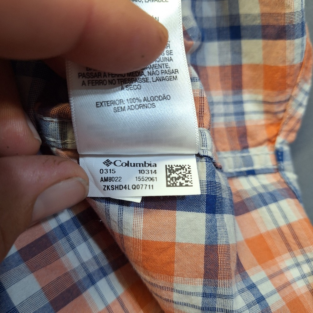 Columbia Out and Back II Long Sleeve Shirt Orange Blue Plaid Mens XXL AM8022-877 - Picture 8 of 10